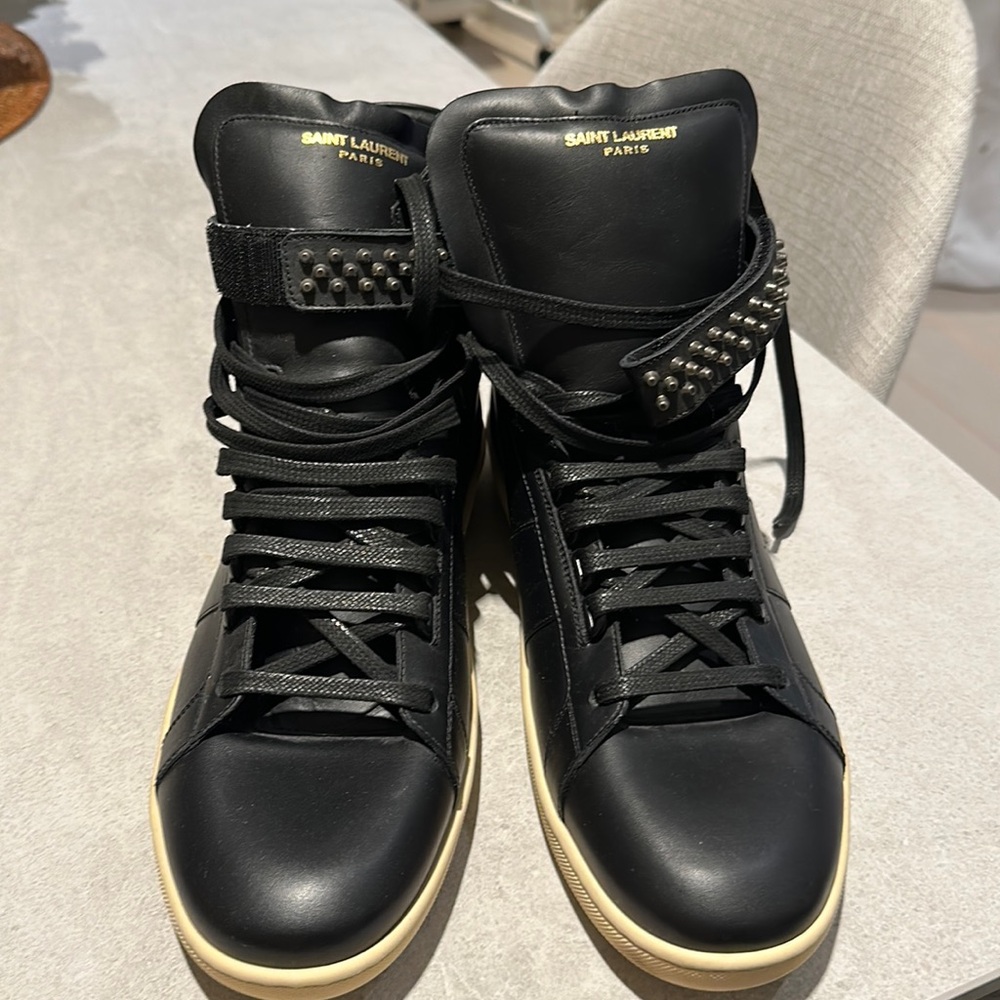 Never worn Givenchy high tops black leather European size 46.5/12.5 US